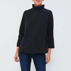 NWT Black High Neck Ruffle Faye Blouse Bow Tie Pomander Place Tuckernuck